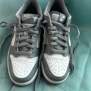 Kids Nike Dunk Low GS in White and Gray